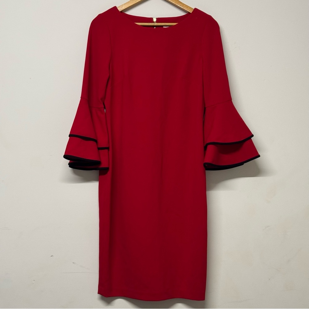Calvin Klein Red Bell Sleeve Dress